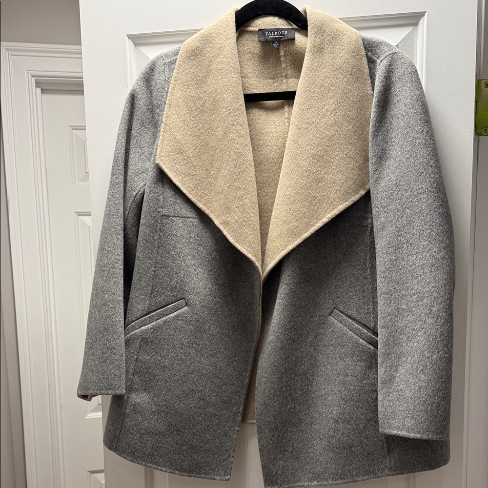 Talbots Women's Gray and Cream Cape Coat